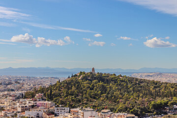 Obraz premium Panoramic view on the cityscape of Athens city from Acropolis hill, Greece