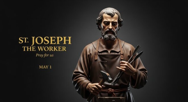 St. Joseph the Worker statue with hammer and chisel