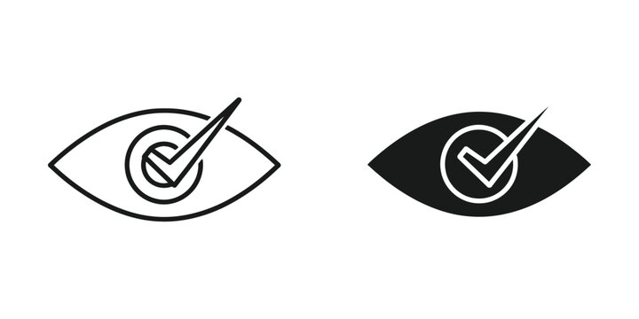 Contrast between a white and black eye icon with a checkmark inside the pupil