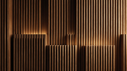 Fototapeta premium natural wood slat wall with dramatic lighting