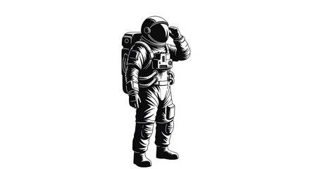 Astronaut in Space Suit Standing Alone. © Rendi