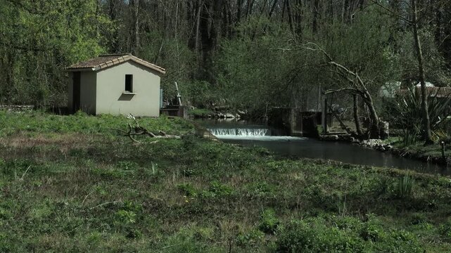 Little weir on one of the many streams of La Grimaudiere,France