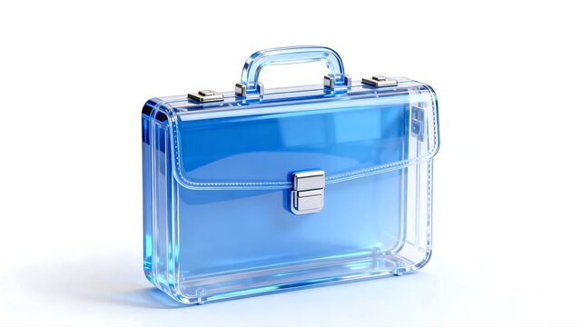 Transparent Blue Briefcase with Metal Accents