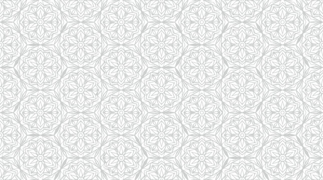 Intricate light gray geometric pattern repeating across wallpaper texture with seamless tiling.