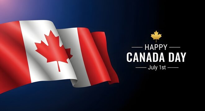 Vibrant canada day celebration with maple leaf flag and festive decorations