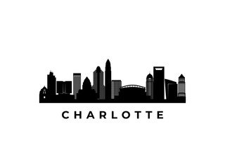 Fototapeta premium Vector Charlotte skyline. Travel Charlotte famous landmarks. Business and tourism concept for presentation, banner, web site.