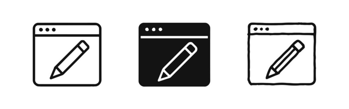 Web Browser and Pencil Editing Icon Set