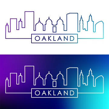 Oakland skyline. Colorful linear style. Single line. Editable vector file.