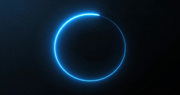 Glowing blue neon circle on black background.