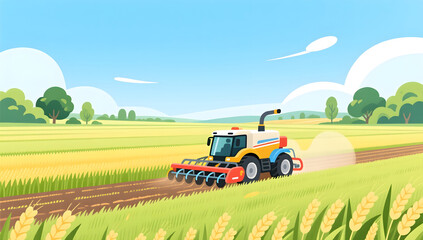 Fototapeta premium Mangzhong solar term smart agricultural sowing scene