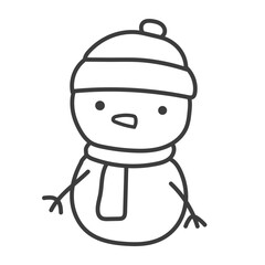 Naklejka premium Cute Adobe Stock Doodle Snowman Illustration with Scarf and Hat