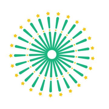 Green and yellow stylized firework explosion graphic, a radial burst of light and color, perfect for festive celebrations and special events - adobe stock