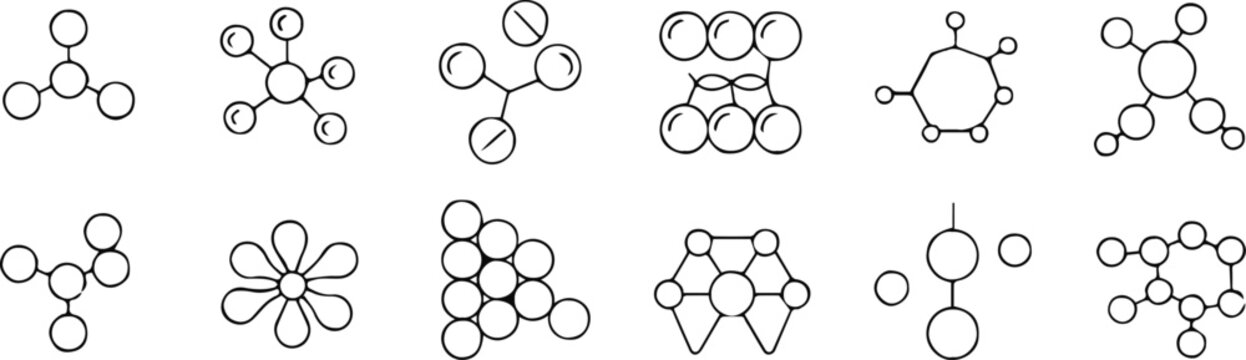 molecule vector icons methyl hydroxyl aldehyde iodine functional group