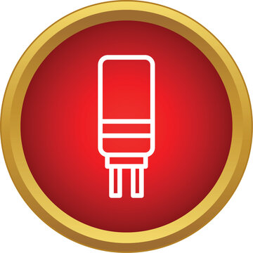 Led light bulb icon in a red circle representing power and technology