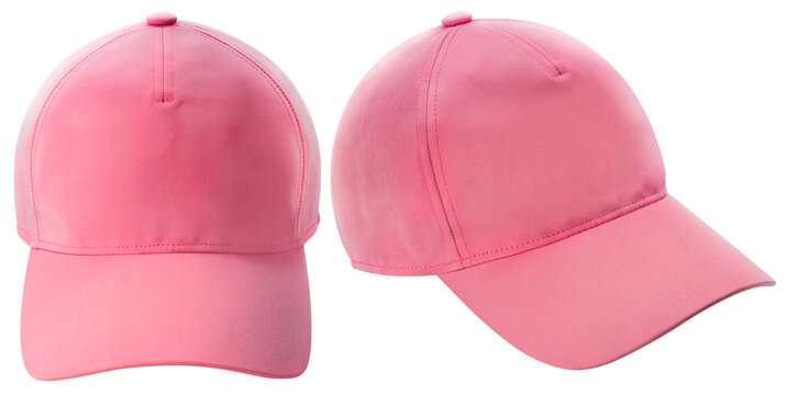 Pink Cap hat isolated on white background, Baseball Cap on White Background With clipping path.