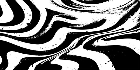 Abstract monochrome black and white abstract artwork of fluid patterns that evoke the movement, form, and texture. This striking design, rendered with dynamic lines and expressive brushstrokes. © DreamLoom