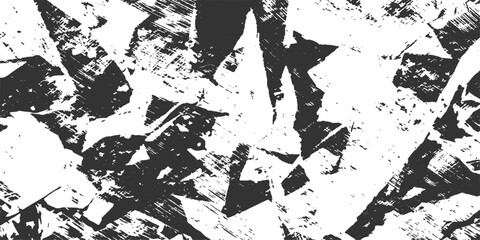 Abstract a monochromatic abstract pattern of shattered shapes. It's a striking and versatile design element, conveying a sense of fragmentation and creative disruption. © DreamLoom