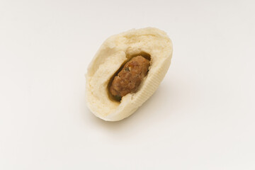 Obraz premium Steamed Bun with Meat Filling, Cut Open