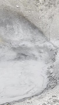 closeup of Mud Volcano in the Hayden Valley in Yellowstone National Park