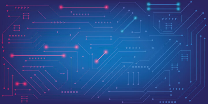 Abstract Circuit Board Electric Transfer Digital Data Cloud Technology Background.