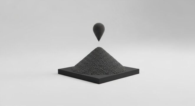 A black pyramid with a black pointy top, standing on a black square base, against a white background.