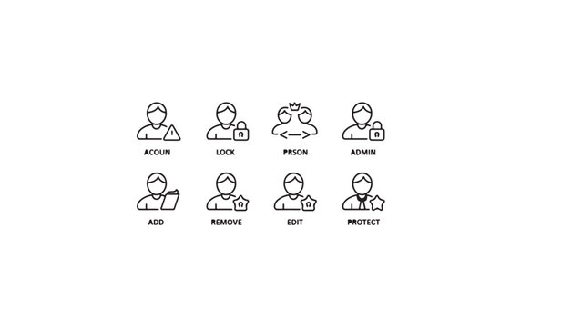 User roles and organizational function icon set.