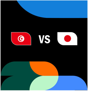 Tunisia And Japan Match Group F Flags Countries Teams Football Final United States 2026 Emblem Design Football Vector Illustration
