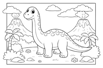 Cute Dinosaur Prehistoric Scene Illustration © Hokyubi