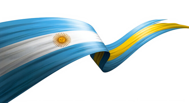 Argentine flag waving celebrating flag day and national pride isolated on transparent background