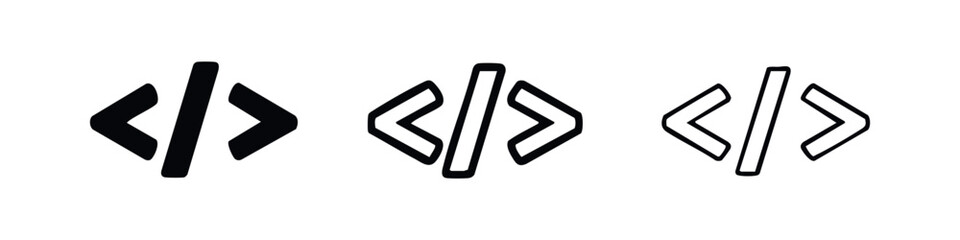 Obraz premium Code Tags Icon Set. Programming and Web Development Symbol for HTML, CSS, or Scripting Language.