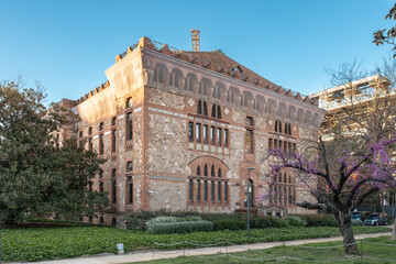 Naklejka premium La Maternitat Gardens Pavilion Cambo Building In Barcelona Spain