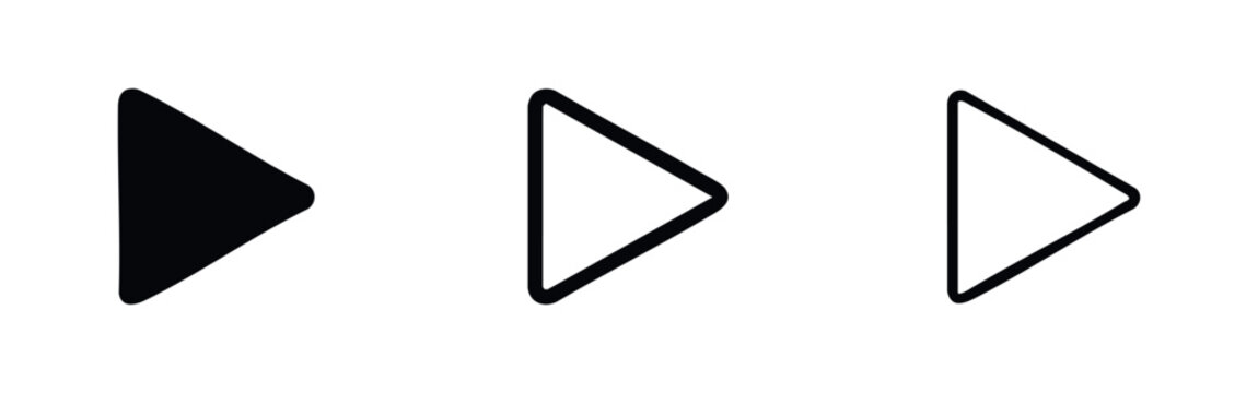 Play button icon set for media player and video interface with rounded corners.