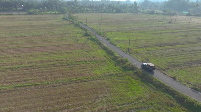 Aerial drone view of Parra Road in summer an landscape