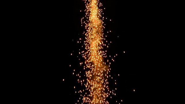 Bright Orange Firework Comet Tail Shooting Upward