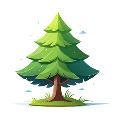 Vibrant green fir tree with sharp needles and sturdy trunk for coniferous forest and majestic mountain landscape game assets © color