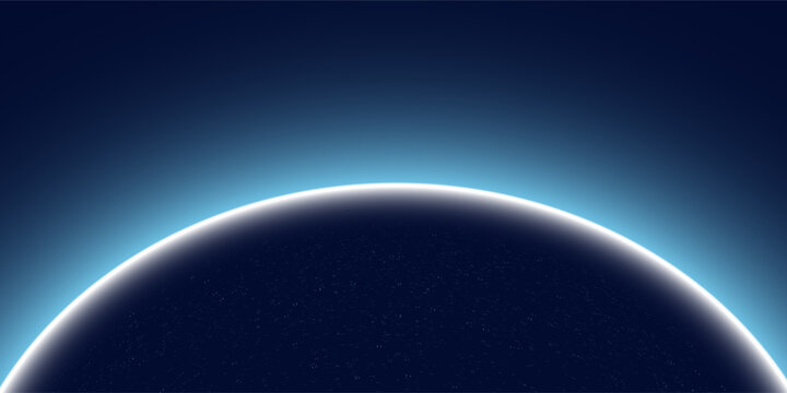 Blue glowing planet horizon in deep space abstract background concepts. Eps 10