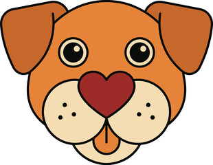Fototapeta premium Close-up illustration of a friendly dog's face with a heart-shaped nose.