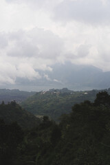 Fototapeta premium Panoramic view of Lake Batur and volcano with lava fields, Kintamani