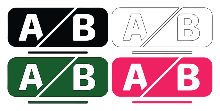 A/B testing icons set, split test marketing symbols in vector format, conversion rate optimization buttons, digital analytics UI elements