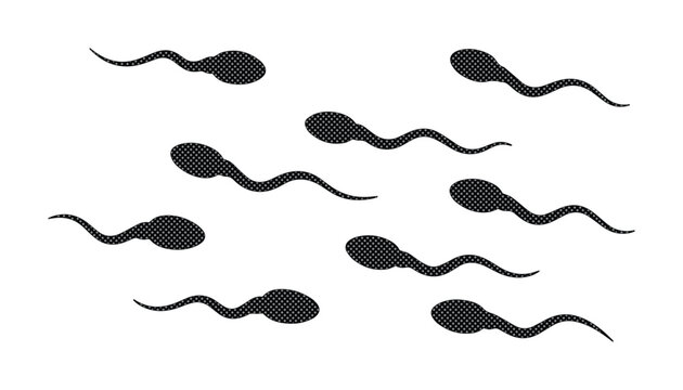 Black tadpoles swimming, a group of dark amphibian larvae, aquatic life cycle stage, nature and biology vector illustration