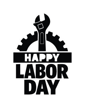 Feliz D&iacute;a del Trabajo, ilustraci&oacute;n vectorial monocrom&aacute;tica de celebraci&oacute;n, dise&ntilde;o gr&aacute;fico de vacaciones laborales, s&iacute;mbolo de la fuerza trabajadora