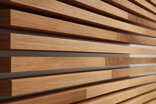 horizontal wooden slats create a warm textured background
