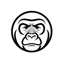 Fototapeta premium Gorilla Face Emblem - Bold Black and White Icon