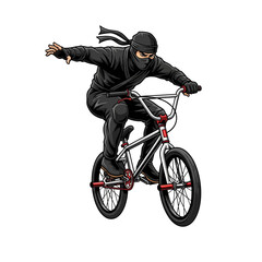 Naklejka premium Ninja BMX Rider Performing Trick