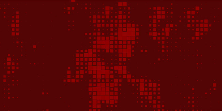 Red Abstract Digital Pixel Mosaic Background With Technology Grid And Data Concept