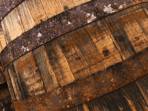 Rustic Oak Barrel, at an angle