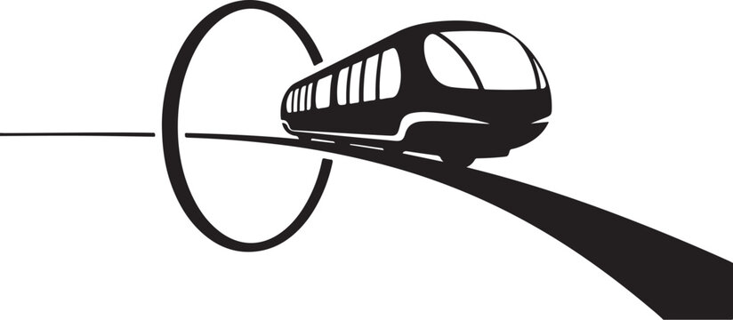 Monorail, train, transportation, icon, black, vector graphic, rail, track