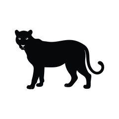 Fototapeta premium Silhouette of a majestic black panther standing on all fours in a dynamic pose, vector illustration, leopard silhouette vector illustration