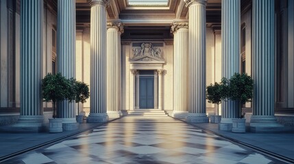Obraz premium Grand Interior of Classical Architecture with Pillars and Symmetry