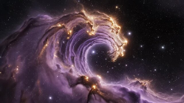 Cosmic nebula with starry wave for tech concepts, digital marketing, and scientific projects